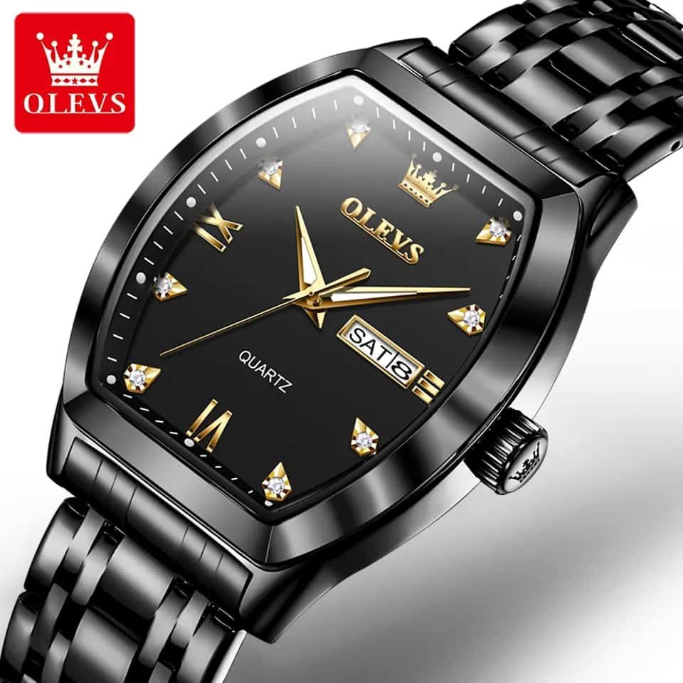 OLEVS Men's Quartz Watch Classic Business Luxury Diamond Watch Top Gold Stainless Steel Waterproof Luminous Date Men's Watch