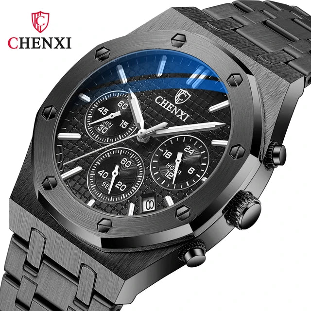 Fashion Business Mens Watches Top Luxury Brand Quartz Watch Men Stainless Steel Waterproof Wristwatch Relogio Masculino